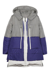 Gray Navy Colorblock 2-In-1 Look Quilted Jacket